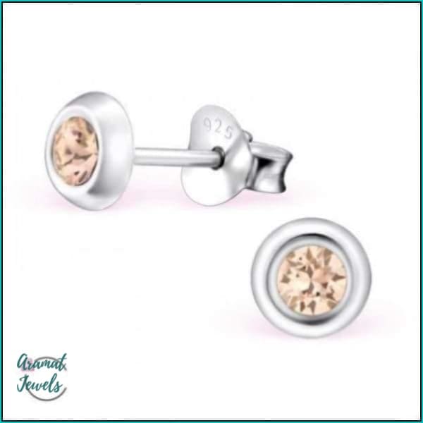Oorbellen | 925 Sterling Zilveren Oorbellen 5mm Kristal |