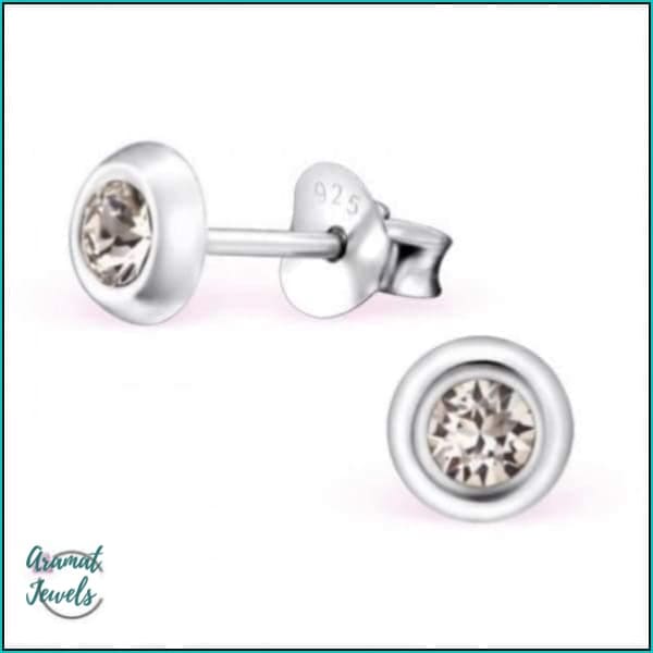 Oorbellen | 925 Sterling Zilveren Oorbellen 5mm Kristal |