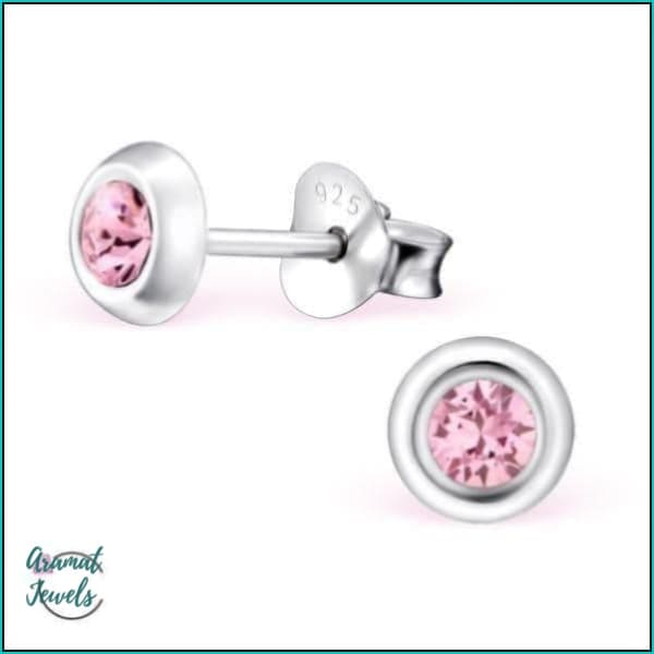 Oorbellen | 925 Sterling Zilveren Oorbellen 5mm Kristal |