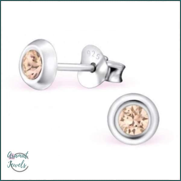 Oorbellen | 925 Sterling Zilveren Oorbellen 5mm Kristal |