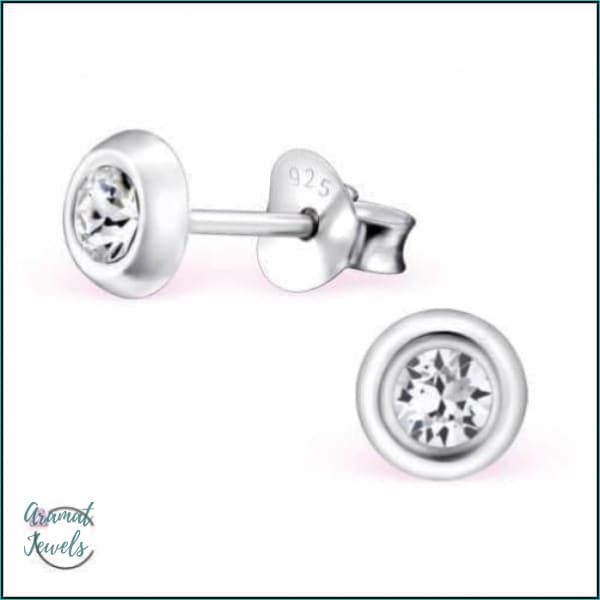 Oorbellen | 925 Sterling Zilveren Oorbellen 5mm Kristal |