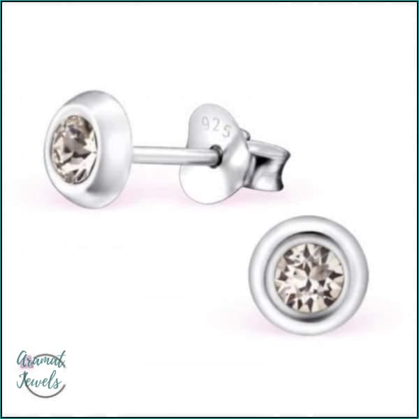 Oorbellen | 925 Sterling Zilveren Oorbellen 5mm Kristal |
