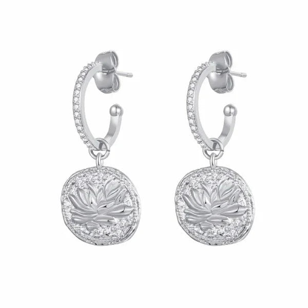 Oorbellen-met Bedel- Verzilverd 16mm alles bloem CRMYA dames Geen_Parel lotusbloem Oor oorbellen Plating (gouden of zilveren laagje) silver Volwassenen zilver Zonder_steen