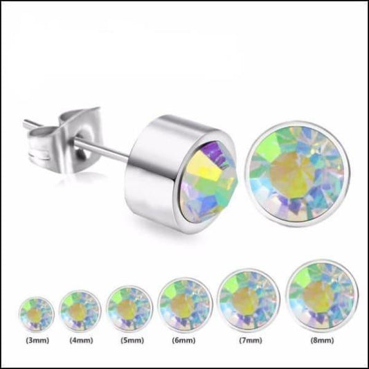 Oorbellen | Chirurgisch Stalen Oorbellen Rond Kristal |