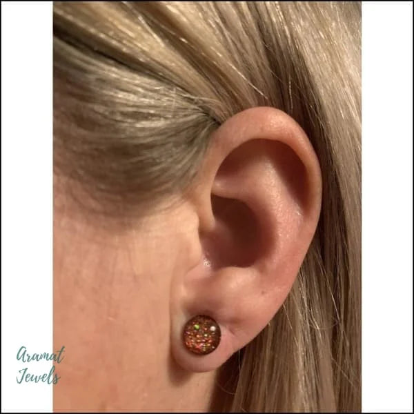 Oorbellen | Glitter Oorstekers Acryl Staal 8mm