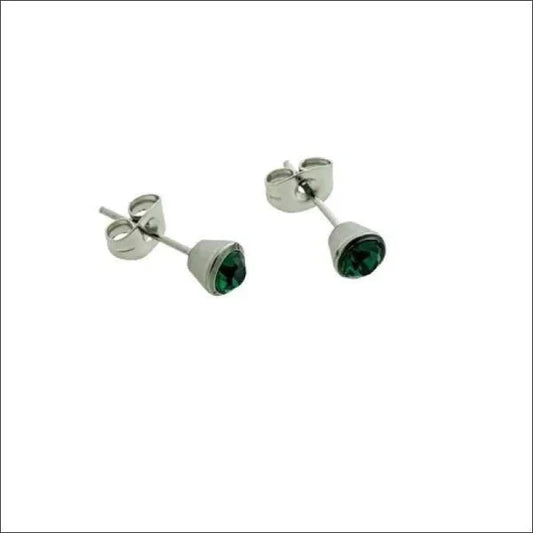 Stalen Oorbellen Groen Kristal 5mm 5mm alles chirurgisch staal dames Geen hanger Geen oormodel Geen_Parel groen heren kristal Met_steen oorbellen PVD Soort sieraad_Oorbellen Staal uniseks Volwassenen zilverkleurig zweerknopjes