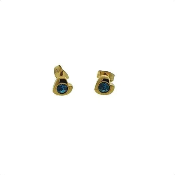 Stalen Oorbellen Hartje Zirkonia Blauw Goudkleurig 7mm 8mm alles blauw chirurgisch staal dames Geen hanger Geen_Parel goudkleurig hart Kleur_Goudkleurig Met_steen oorbellen oormodel PVD Soort sieraad_Oorbellen Staal Video Volwassenen zirkonia zweerknopjes