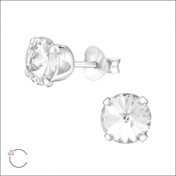 Oorstekers Sterling Zilver 6mm Kristal 6mm alles dames elf925 Geen hanger Geen oormodel Geen_Parel kinderen kristal Met_steen oorbellen plastick rond silver Soort sieraad_Oorbellen transparant Volwassenen zilver