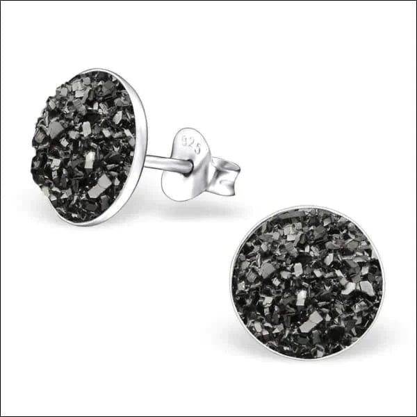 Zilveren Oorbellen Rond Druzy 9 mm Grijs 7mm 9mm alles dames druzy elf925 Geen hanger Geen oormodel Geen_Parel grijs Meerdere kleuren Meerdere Maten oorbellen rond silver Soort sieraad_Oorbellen Volwassenen zilver Zwart