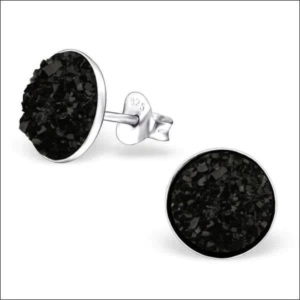 Zilveren Oorbellen Rond Druzy 9 mm Zwart 7mm 9mm alles dames druzy elf925 Geen hanger Geen oormodel Geen_Parel grijs Meerdere kleuren Meerdere Maten oorbellen rond silver Soort sieraad_Oorbellen Volwassenen zilver Zwart