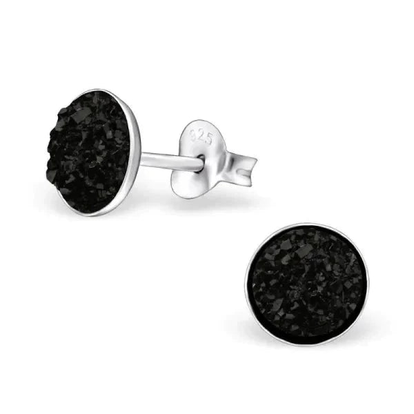 Zilveren Oorbellen Rond Druzy 7 mm Zwart 7mm 9mm alles dames druzy elf925 Geen hanger Geen oormodel Geen_Parel grijs Meerdere kleuren Meerdere Maten oorbellen rond silver Soort sieraad_Oorbellen Volwassenen zilver Zwart