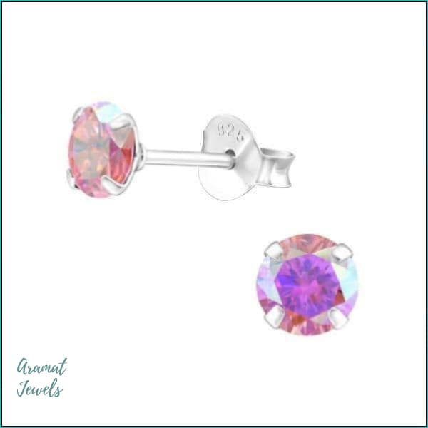 Oorbellen | Ronde Kinder Oorbellen 925 Zilver Kristal |