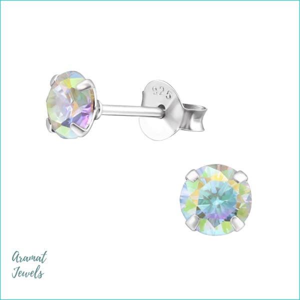 Oorbellen | Ronde Kinder Oorbellen 925 Zilver Kristal |