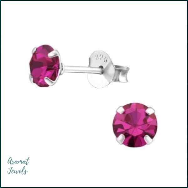 Oorbellen | Ronde Kinder Oorbellen 925 Zilver Kristal |
