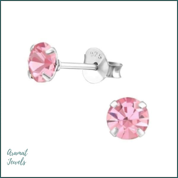 Oorbellen | Ronde Kinder Oorbellen 925 Zilver Kristal |
