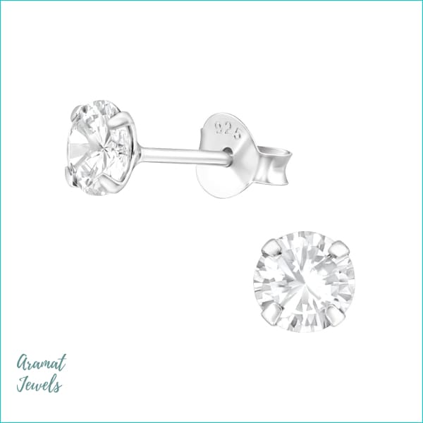 Oorbellen | Ronde Kinder Oorbellen 925 Zilver Kristal |
