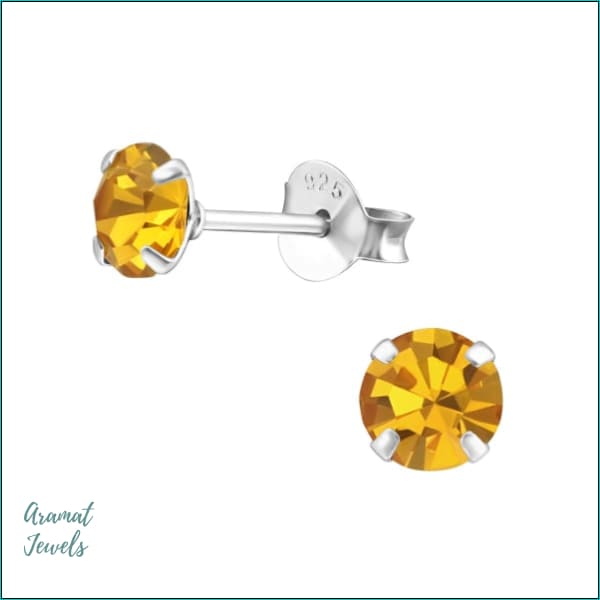 Oorbellen | Ronde Kinder Oorbellen 925 Zilver Kristal |
