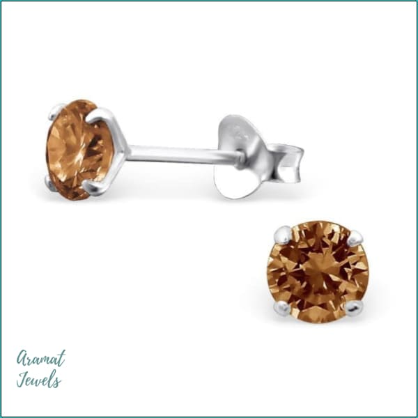 Oorbellen | Ronde Kinder Oorbellen 925 Zilver Kristal |