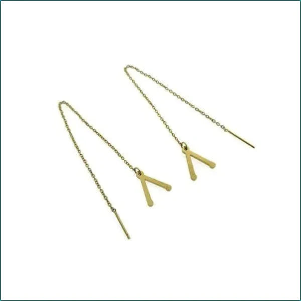 Stalen Goudkleurige Doortrek Oorbellen Met Kettinkje V-bar 10mm 2 hartjes 8720157038504 9cm alles Aramat Jewels chirurgisch staal cirkel cirkel met kruisje dames doortrekoorbellen fgift Geen edelsteen Geen hanger Geen oormodel Geen steen gepolijst goudkleurig Hamsa Hand hart Hartje Kroon Meerdere Varianten met ketting Met_ketting Nieuw oorbellen PVD Sleutel Staal Volwassenen Zeester Zonder_steen zweerknopjes