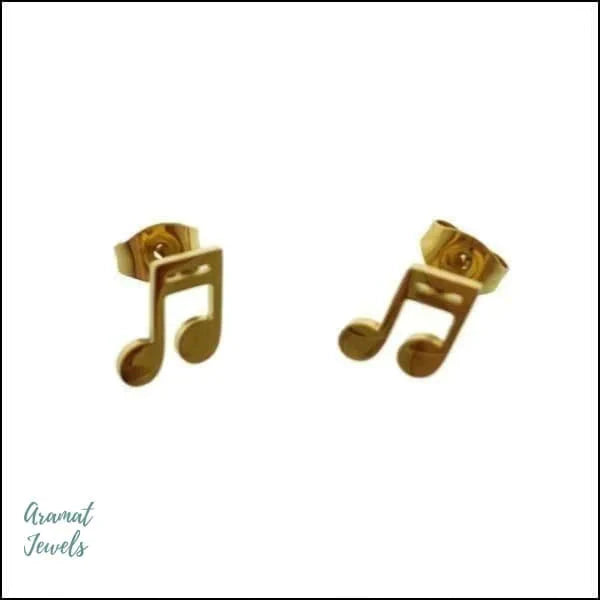 Stalen Oorbellen Muziek - Muzieknoot-Goudkleur-8mm 4mm 7mm 8720157035558 8mm 9mm alles Apparel & Accessories > Jewelry > Earrings Aramat Jewels chirurgisch staal dames fgift Geen edelsteen Geen oormodel Geen steen gepolijst goudkleurig heren kinderen Kleur_Goudkleurig Meerdere kleuren Meerdere Varianten Multikleur muziek oor1699 oorbellen PVD regenboog Staal uniseks unisex zilverkleurig zonder hanger Zonder_hanger Zonder_steen zweerknopjes