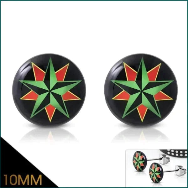 Ster Oorbellen- Acryl-staal Nautische-ster-10mm 10mm acryl alles chirurgisch staal dames Geen hanger Geen oormodel Geen_steen jin nakijken oorbellen PVD rond Staal ster uniseks Volwassenen wit zilverkleurig zwart