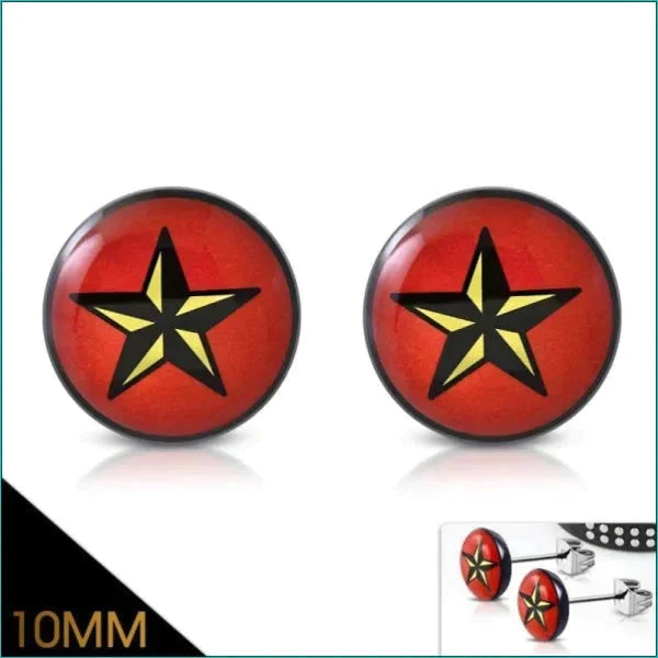 Ster Oorbellen- Acryl-staal Nautische-Ster-Rood-10mm 10mm acryl alles chirurgisch staal dames Geen hanger Geen oormodel Geen_steen jin nakijken oorbellen PVD rond Staal ster uniseks Volwassenen wit zilverkleurig zwart