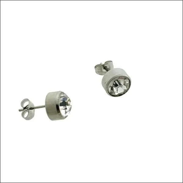 Oorbellen Transparant Kristal Chirurgisch Staal 10mm alles chirurgisch staal dames Geen hanger Geen oormodel Geen_Parel heren kristal Met_steen oorbellen PVD rond Soort sieraad_Oorbellen Staal transparant uniseks Volwassenen zilverkleurig zweerknopjes