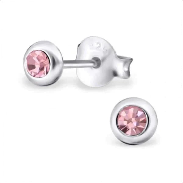 Zilveren Oorbellen 4mm Rond Licht Roze 4mm 8720157057086 alles Aramat Jewels dames Geen hanger Geen oormodel kinderen kristal Met_steen oor741 oorbellen rond roze Soort sieraad_Oorbellen Volwassenen