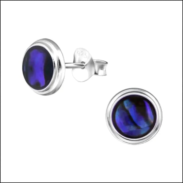 Zilveren Abalone Oorbellen- Rond-Blauw Abalone-8mm 10mm 8mm Abalone Abalone groen Abalone paars Abalone roze alles Aramat Jewels bali blauw dames Donker blauw donker_blauw druppel elf925 Geen oormodel Geen_Parel geoxideerd groen Meerdere kleuren Meerdere Maten Meerdere Varianten Nieuw oorbellen paars rond roze schelp silver Volwassenen zilver zonder hanger Zonder_hanger