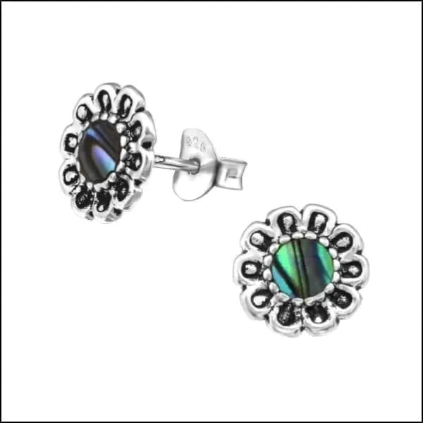 Zilveren Abalone Oorbellen- Bloem-Abalone-9mm 10mm 8mm Abalone Abalone groen Abalone paars Abalone roze alles Aramat Jewels bali blauw dames Donker blauw donker_blauw druppel elf925 Geen oormodel Geen_Parel geoxideerd groen Meerdere kleuren Meerdere Maten Meerdere Varianten Nieuw oorbellen paars rond roze schelp silver Volwassenen zilver zonder hanger Zonder_hanger