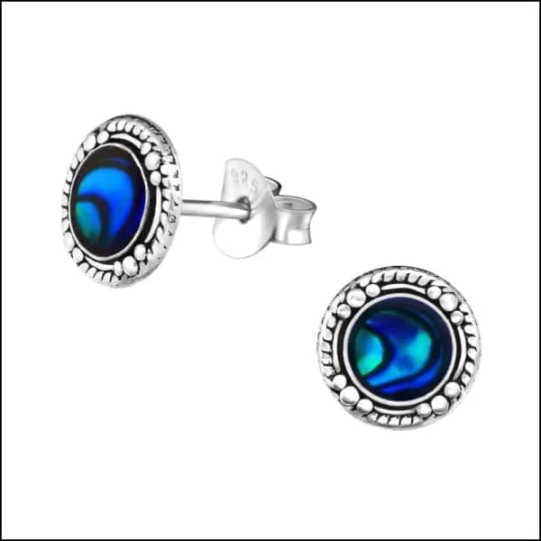 Zilveren Abalone Oorbellen- Rond-Abalone Blauw-8mm 10mm 8mm Abalone Abalone groen Abalone paars Abalone roze alles Aramat Jewels bali blauw dames Donker blauw donker_blauw druppel elf925 Geen oormodel Geen_Parel geoxideerd groen Meerdere kleuren Meerdere Maten Meerdere Varianten Nieuw oorbellen paars rond roze schelp silver Volwassenen zilver zonder hanger Zonder_hanger