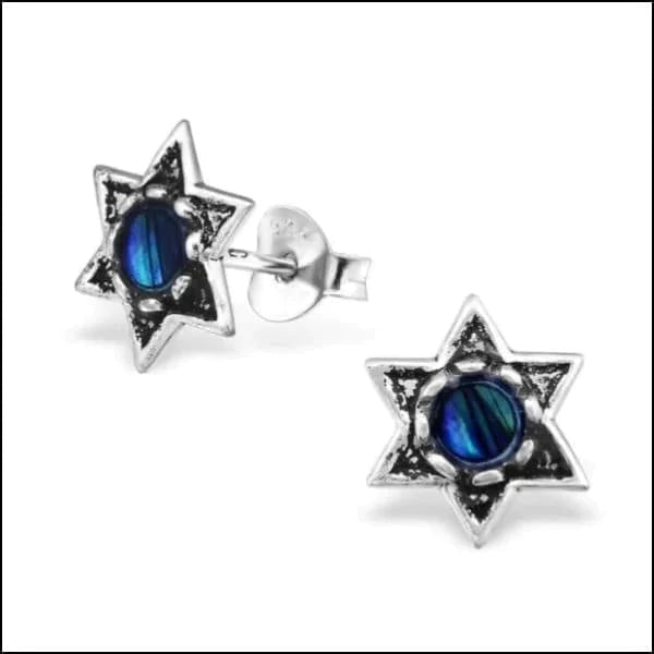 Zilveren Abalone Oorbellen- Ster-Abalone Blauw-10x9mm 10mm 8mm Abalone Abalone groen Abalone paars Abalone roze alles Aramat Jewels bali blauw dames Donker blauw donker_blauw druppel elf925 Geen oormodel Geen_Parel geoxideerd groen Meerdere kleuren Meerdere Maten Meerdere Varianten Nieuw oorbellen paars rond roze schelp silver Volwassenen zilver zonder hanger Zonder_hanger