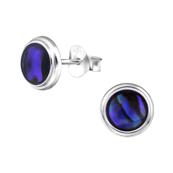 Zilveren Abalone Oorbellen- Rond-Paars Abalone-8mm 10mm 8mm Abalone Abalone groen Abalone paars Abalone roze alles Aramat Jewels bali blauw dames Donker blauw donker_blauw druppel elf925 Geen oormodel Geen_Parel geoxideerd groen Meerdere kleuren Meerdere Maten Meerdere Varianten Nieuw oorbellen paars rond roze schelp silver Volwassenen zilver zonder hanger Zonder_hanger