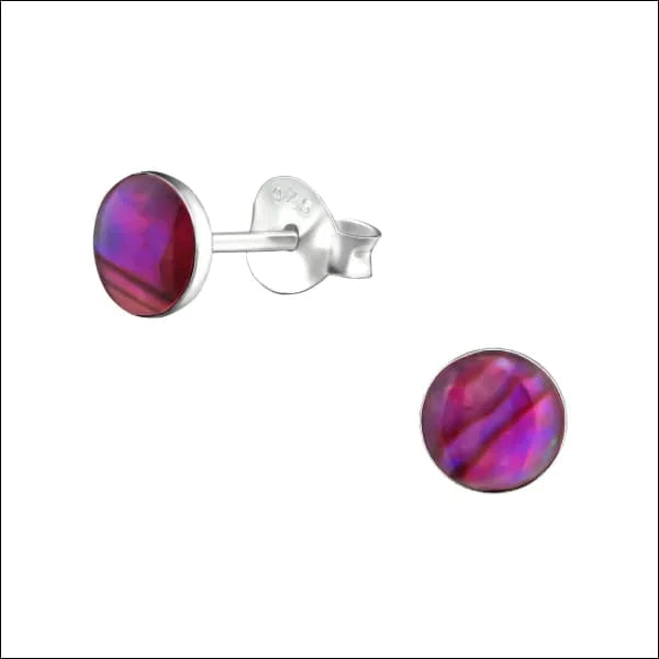Zilveren Abalone Oorbellen- Rond-Abalone Roze-5.5mm 10mm 8mm Abalone Abalone groen Abalone paars Abalone roze alles Aramat Jewels bali blauw dames Donker blauw donker_blauw druppel elf925 Geen oormodel Geen_Parel geoxideerd groen Meerdere kleuren Meerdere Maten Meerdere Varianten Nieuw oorbellen paars rond roze schelp silver Volwassenen zilver zonder hanger Zonder_hanger