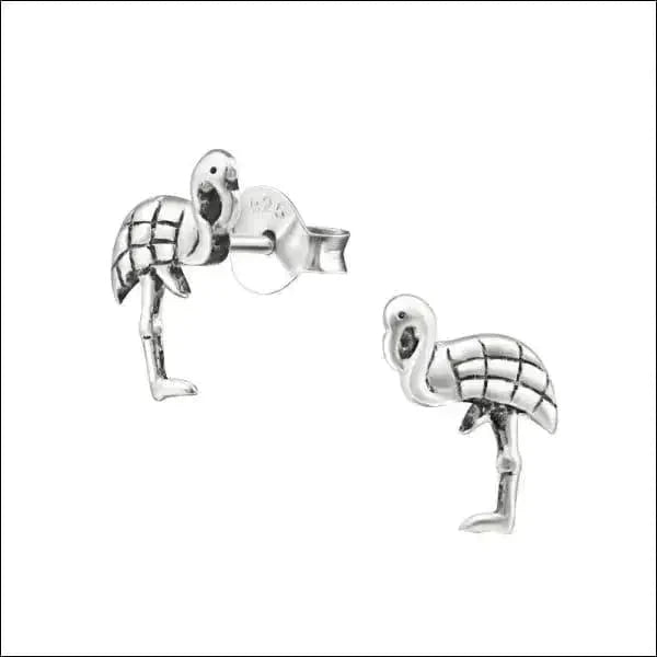 Zilveren Flamingo Oorbellen Zilver geoxideerd-9x8mm alles dames dier elf925 emaille flamingo Geen hanger Geen oormodel geoxideerd kinderen Meerdere kleuren Meerdere Varianten oorbellen plastick roze Roze-8x6mm Roze-8x7mm Roze/Zwart-8x7mm silver zilver Zilver geoxideerd-9x8mm Zilver-9x7mm