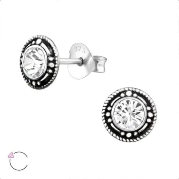 Zilveren Bali oorbellen 7mm 8720157009078 alles Aramat Jewels bali dames Geen hanger Geen oormodel geoxideerd kinderen kristal Met_steen oor781 oorbellen rond Soort sieraad_Oorbellen transparant Volwassenen