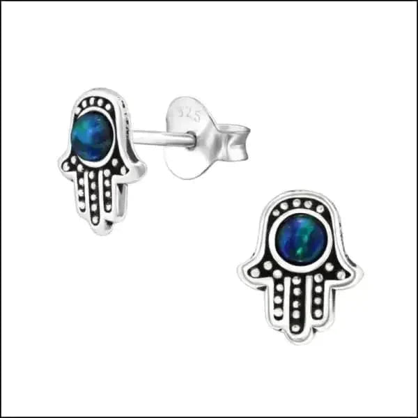 Zilveren Hamsa Hand Oorbellen Opaal Blauw 6mm 8720157057406 8mm alles Aramat Jewels bali blauw Blauw Glitter dames donker_blauw elf925 emaille Geen hanger Geen oormodel geoxideerd Geoxideerd Zilver -7x5mm glitter groen Meerdere kleuren Meerdere Varianten Met_steen Nieuw oorbellen opaal Opaal Blauw Opaal Wit silver Volwassenen wit zilver Zilver 8x7mm