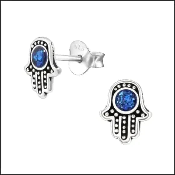 Zilveren Hamsa Hand Oorbellen Blauw Glitter 6mm 8720157057406 8mm alles Aramat Jewels bali blauw Blauw Glitter dames donker_blauw elf925 emaille Geen hanger Geen oormodel geoxideerd Geoxideerd Zilver -7x5mm glitter groen Meerdere kleuren Meerdere Varianten Met_steen Nieuw oorbellen opaal Opaal Blauw Opaal Wit silver Volwassenen wit zilver Zilver 8x7mm