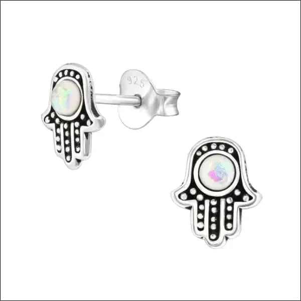 Zilveren Hamsa Hand Oorbellen Opaal Wit 6mm 8720157057406 8mm alles Aramat Jewels bali blauw Blauw Glitter dames donker_blauw elf925 emaille Geen hanger Geen oormodel geoxideerd Geoxideerd Zilver -7x5mm glitter groen Meerdere kleuren Meerdere Varianten Met_steen Nieuw oorbellen opaal Opaal Blauw Opaal Wit silver Volwassenen wit zilver Zilver 8x7mm