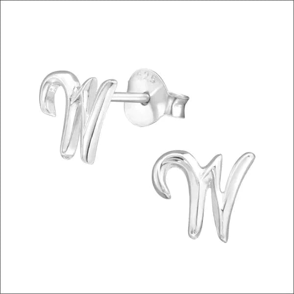 Zilveren Initiaal Oorbellen Letter - W-7mm 3mm 5mm 8720157048701 alles Aramat Jewels ® dames elf925 Geen hanger Geen oormodel Geen_Parel Geen_steen kinderen let-B letter Meerdere Maten Meerdere Varianten oorbellen silver zilver Zonder_hanger Zonder_steen