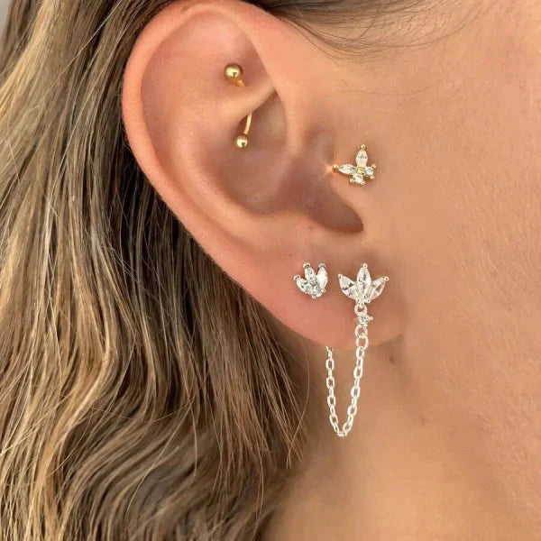 Zilveren-oorbellen-ketting- Zirkonia 925 Zilver-transparant 10mm alles CRMYA dames Geen hanger Geen_Parel Met_ketting Met_steen Oor oorbellen ovaal silver transparant Volwassenen waaier zilver zirkonia