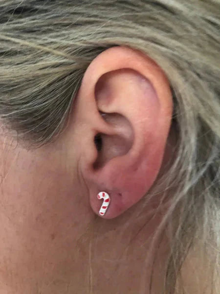 Zilveren Kinder Oorbellen Zuurstok Emaille 10x5mm 10mm 5mm alles dames elf925 emaille Geen hanger Geen_Parel kerst kinderen oorbellen oormodel plastick rood silver wit zilver Zonder_hanger Zonder_steen