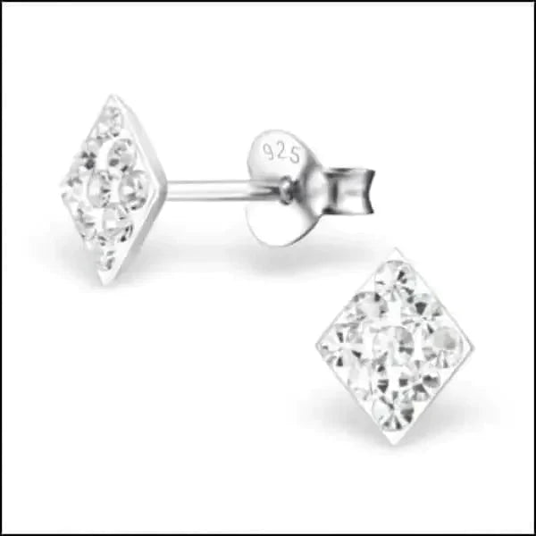 Zilveren Kristal Oorbellen Ruit- Transparant 8720157011651 alles Aramat Jewels dames elf925 Geen hanger Geen oormodel geometrisch kinderen kristal Licht Zalm Met_steen oor449-5223 oorbellen oranje paars roze ruit silver transparant Volwassenen zilver