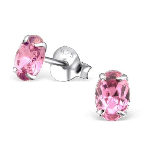 Zilveren Kristallen Oorbellen Ovaal 6x4mm Licht Roze 4mm 6mm 8mm alles aqua blauw dames Donker_roze elf925 Geen hanger Geen oormodel groen kinderen kristal Licht_blauw Meerdere kleuren Meerdere Maten Met_steen Nieuw oorbellen ovaal roze silver zilver