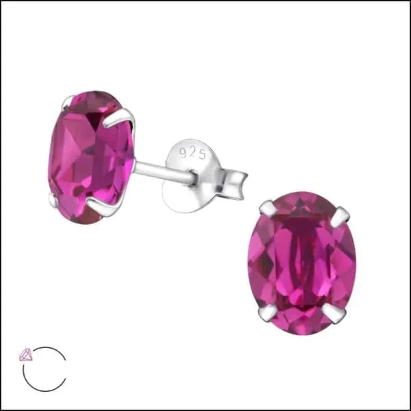Zilveren Kristallen Oorbellen Ovaal 8x6mm Fuchsia Roze 4mm 6mm 8mm alles aqua blauw dames Donker_roze elf925 Geen hanger Geen oormodel groen kinderen kristal Licht_blauw Meerdere kleuren Meerdere Maten Met_steen Nieuw oorbellen ovaal roze silver zilver