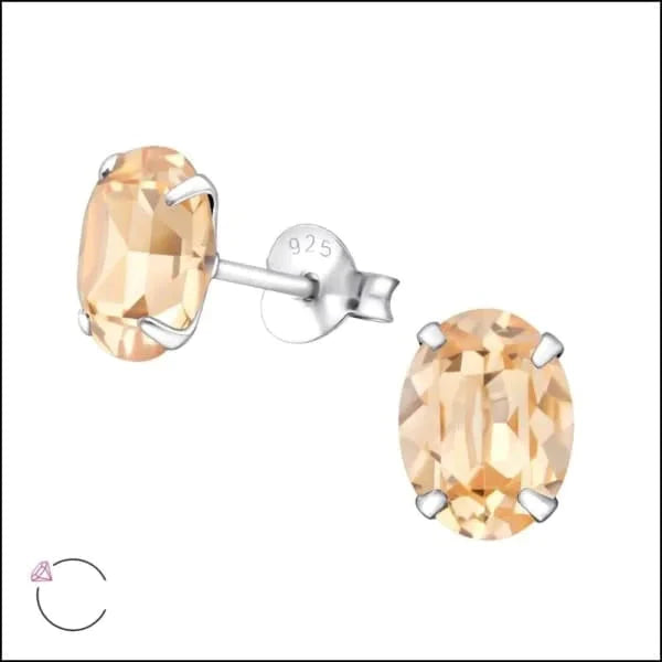 Zilveren Kristallen Oorbellen Ovaal 8x6mm Licht Oranje 4mm 6mm 8mm alles aqua blauw dames Donker_roze elf925 Geen hanger Geen oormodel groen kinderen kristal Licht_blauw Meerdere kleuren Meerdere Maten Met_steen Nieuw oorbellen ovaal roze silver zilver