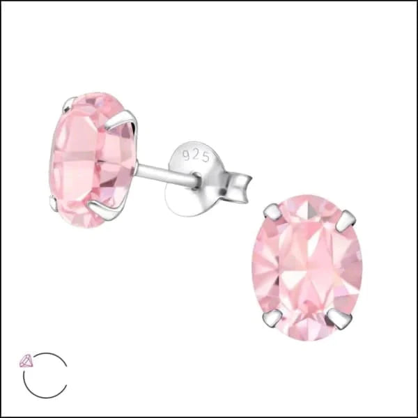 Zilveren Kristallen Oorbellen Ovaal 8x6mm Licht Roze 4mm 6mm 8mm alles aqua blauw dames Donker_roze elf925 Geen hanger Geen oormodel groen kinderen kristal Licht_blauw Meerdere kleuren Meerdere Maten Met_steen Nieuw oorbellen ovaal roze silver zilver