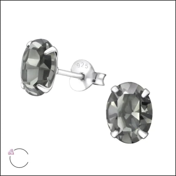Zilveren Kristallen Oorbellen Ovaal 8x6mm Black Diamond 4mm 6mm 8mm alles aqua blauw dames Donker_roze elf925 Geen hanger Geen oormodel groen kinderen kristal Licht_blauw Meerdere kleuren Meerdere Maten Met_steen Nieuw oorbellen ovaal roze silver zilver