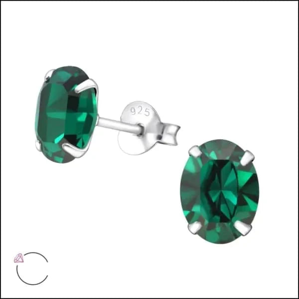 Zilveren Kristallen Oorbellen Ovaal 8x6mm Emerald Groen 4mm 6mm 8mm alles aqua blauw dames Donker_roze elf925 Geen hanger Geen oormodel groen kinderen kristal Licht_blauw Meerdere kleuren Meerdere Maten Met_steen Nieuw oorbellen ovaal roze silver zilver