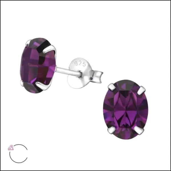 Zilveren Kristallen Oorbellen Ovaal 8x6mm Paars 4mm 6mm 8mm alles aqua blauw dames Donker_roze elf925 Geen hanger Geen oormodel groen kinderen kristal Licht_blauw Meerdere kleuren Meerdere Maten Met_steen Nieuw oorbellen ovaal roze silver zilver